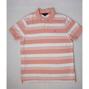 Brooks Brothers Coral Peach Stripe Original Fit Short Sleeve Polo Shirt Sz XL